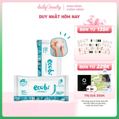 Khăn Giấy Ướt Cho Bé ECOWIPES Wet Wipes Ecobi 20 Tờ/Gói Không Mùi - Daily Beauty