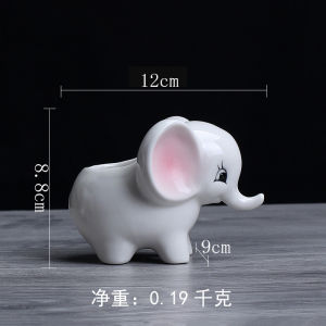 Chậu trồng cây mini sen đá xương rồng hình voi sứ tráng men cao cấp có lỗ thoát nước để bàn văn phòng