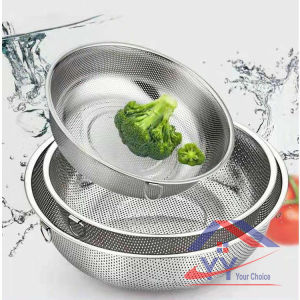 Stainless Steel Colander/ Mesh Skimmer/ Wash Vegetables/ Wash Fruits/ Round Basket with Hanging Ring