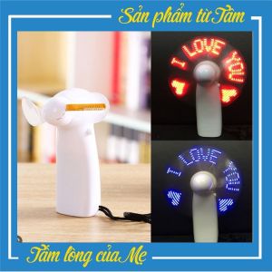 Quạt Mini Cầm Tay Có Đèn LED Phát Sáng Chữ I Love You Để Bàn Tiện Dụng