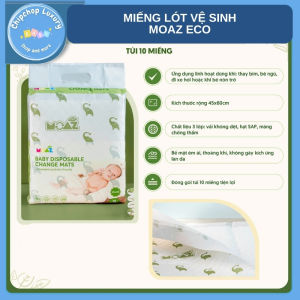 Moaz eco miếng lót vệ sinh  size 45*60cm mềm mại 4 lớp thấm hút tốt an toàn cho bé (10 miếng/túi)
