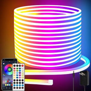 Smart RGB Neon Rope Lights - App & Remote Control Music Sync IP65 Waterproof Flexible Design for Indoor/Outdoor Decor
