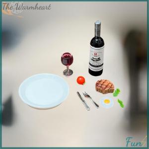 【The Warmheart】 1 Set Miniature Kitchen Doll House Simulation Model 1:12 Scale Dollhouse Mini Wine Steak Kit Home Decoracion Accessories