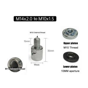 1Set Angle Grinder Adapter Metal M14 to M10 Adapter Slotting Polishing Grinder Thread Converter