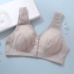Front Button Wireless Gathering Womens Bra For Middle-Aged And Elderly Plus Size