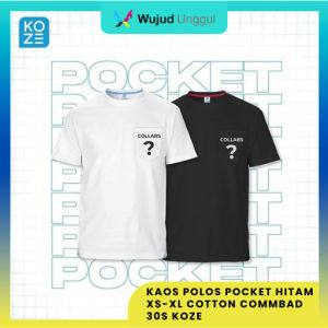 KAOS POLOS POCKET HITAM XS-XL COTTON COMMBAD 30S KOZE