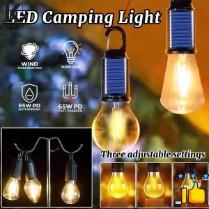 Keranixy Solar Camping Light Bulb Outdoor Portable Waterproof 3-Level Emergency Light Tungsten Filament Lamp