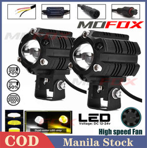 MOFOX 1Pair ZX2 Laser Gun Dual Color Mini Driving Light Full Sets 40W High/Low Beam Motorcycle LED Work Lights MDL Auxiliary Light Spotlight V7 MDL lazer gun driving light