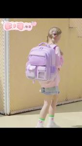 AE Elementary school backpack for girls designed to reduce the burden suitable for grades one to six large capacity water-resistant spine-protecting childrens backpack