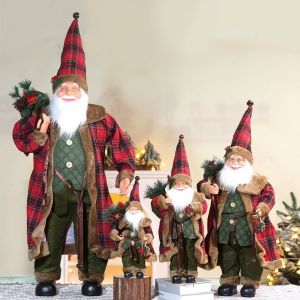 ANANAA Window Display Decor Christmas Santa Doll Mantel Shelf Decor Standing Posture Santa Claus Ornament 40/60cm Seated Santa Figurine Christmas Home Decor