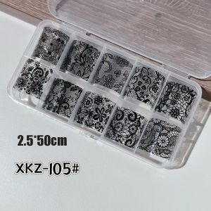 ANAMA Lace Design Nail Foils Leopard Print Stripe Pattern Nail Art Stickers Professional Sequin Effect Nail Decorations Manicure DIY