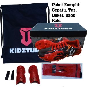 KIDZTUBS Sepatu Bola Anak Paket Komplit Sepatu Bola Tas Skin Deker Kaos Kaki Usia 6-10 Tahun Size 28 29 30 31 32 33 34 35 36 37 KDZ2012010625