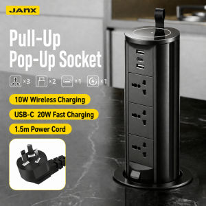 Pop Up Socket Desk Power Outlet Wireless Charging USB Type-C Hidden Power Strip for Home Office