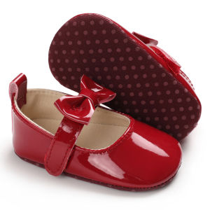 Princess Baby Shoes Bow-knot Cute Infant Toddler Soft Sole Shoes for Baby 1 Year Old White Black Red Pink Leather Shoes