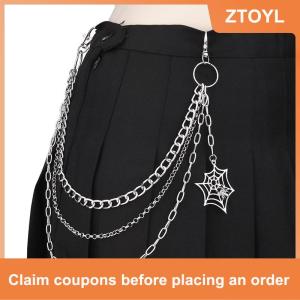 【ZTOYL】 ห่วงโซ่กางเกงแฟชั่นแนวพังค์โลหะห่วงโซ่ฮิปฮอปเอวห่วงโซ่แมงมุมเว็บจี้ยีนส์สำหรับผู้ชายผู้หญิงของขวัญเครื่องประดับ