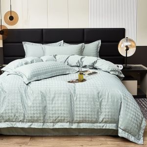 Bedding four-piece set simple light luxury satin jacquard four-piece set Nordic style high-end home bedding four-piece set (bed sheet * 1 quilt cover * 1 pillowcase * 2)