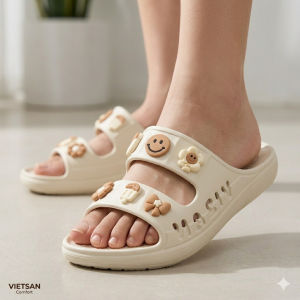 Dép Bánh Mì 2 Quai Nữ Độn Đế Tặng Kèm Sticker - Dép Lê Nữ Hai Quai Thời Trang Siêu Nhẹ Êm Chân Chống Trượt Đi Biển