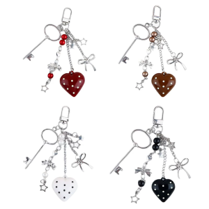 Elegant Love Heart Bowknot Charm for Fashion Accessories Key Holder Craft Supplies Perfect Gift for Special Occasions