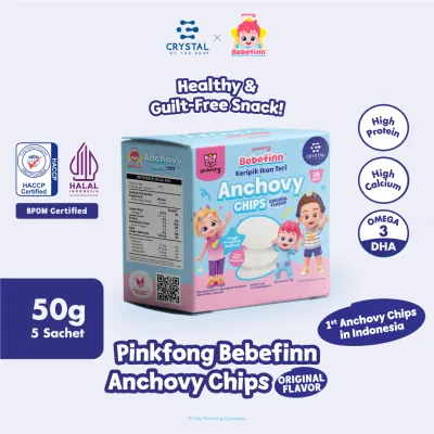Crystal of the Sea Pinkfong Bebefinn Anchovy Chips Snack / Keripik Ikan Teri Rasa Original / Kerupuk untuk MPASI / Kerupuk Anak Non MSG / Krupuk Kalsium Tinggi /Camilan Sehat Tanpa Tepung Gluten Free /Jajanan Cemilan Bayi /Finger Food BergiziTinggiOmega3