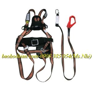 Dây an toàn toàn thân Hàn Quốc Kujie 1 móc nhôm kèm hộp giảm sốc- Hình thật