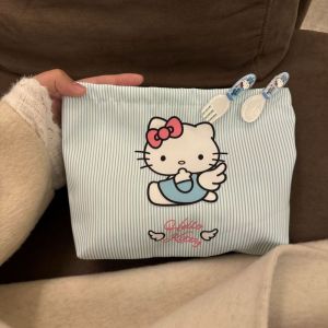 C & K Phụ nữ túi đựng mỹ phẩm đô thị đơn giản in hình mèo đáng yêu hàng ngày phù hợp với túi vải Essential
