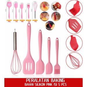 Spatula Silikon Set Peralatan Memasak & Baking Silicon Alat Masak Scraper Kuas Minyak Serbaguna
