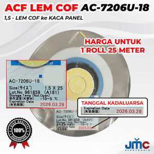 1Roll 25meter LEM ACF AC-2056R-35 AC-7206-18 - 2.0mm / 1.5mm PEREKAT IC FLEXIBLE COF KE PCB TCON DAN PANEL LCD / LED ACF FLEXIBEL BONDING