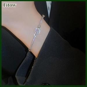 Fitow Light Luxury Sparkling Adjustable Zircon Bracelets High Quality Fashion All-match Bangle For Women Wedding Jewelry Birthday Gift