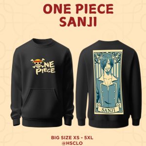 Hoodie Sweater Jumper HSCLO Anime One Piece SANJI Bahan Fleece Jaket Lengan Panjang Ukuran Jumbo Big Size XS S M L XL XXL 3XL 4XL 5XL