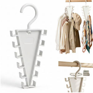 V-Shape 12-Hook Rotating Hanger Space Saving Closet Organizer Wardrobe Storage Rack for Clothes Hats Scarves Ties
