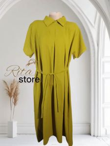 Daster Crincle Kerah Resleting Tali Aktif Busui