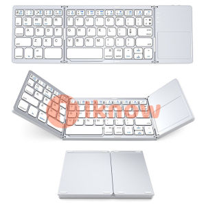 Foldable Bluetooth Keyboard Tri- Folding Portable Wireless Keyboard with Touchpad USB Rechargable BT Wireless Keyboard for Android Windows System Laptop Tablet Smartphone Device