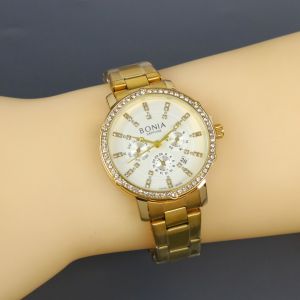 Box Exclusive Jam Tangan Bonia Full Permata VA-548HA / Jam Tangan Fashion Wanita Tali Rantai Diameter 36 cm