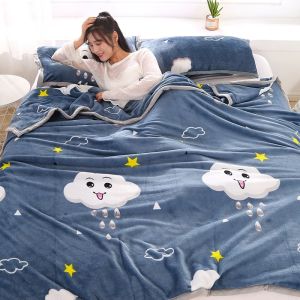Selimut Bulu Halus Ukuran 150x200 Motif Awan Ketawa Dewasa Terlaris Murah Berkualitas