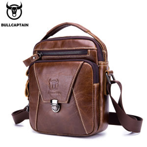 BULLCAPTAIN mens leather shoulder messenger bag casual business portable document bag