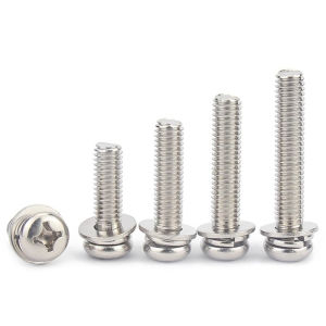 Cross Recessed Pan Head Screw with Washer M5 M6 M8 Nickel Plated Carbon Steel Three Combination Machine Sems Screw