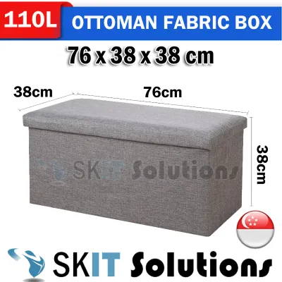 【SKIT SG】Ottoman Fabric / Leather Storage Box Sofa Seat Stool Organizer Bench Home Living Space Saving Organiser★Available in 7 Sizes and 4 Colors★16L / 25L / 27L / 48L / 55L / 75L / 110L Square or Rectangle Shape★