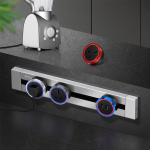 KXN Electrical Plug Track Socket Adapters with LED Indicator Multi-function Universal 13A UK Plugs USB charging sockets for P series Power Tracks