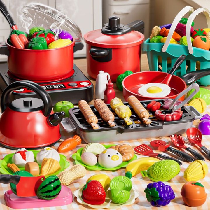 Kitchen Toys for Girls Plastic Cooking Toy Set for Kids Play House