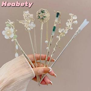 Heabety Classic Chinese Hair Stick Pins For Women Butterfly Flower Star Fresh Handmade Hairpins Charm Jewelry Accessories Hair Ornaments