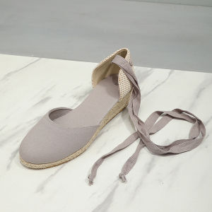 [Free Shipping] 2025 New Summer Straw High-Heel Sandals with Straps Sole Shoes Lace-Up Rope Wedge Heels