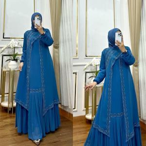 Latina Dress Ceruty Swarovski 2 layer Gamis Wanita Model Terbaru 2024 Remaja Dress Wanita Kondangan