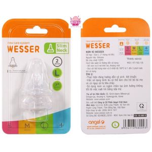 Núm vú Wesser Núm vú cổ hẹp silicon siêu mềm cho bé Size S/M/L/+