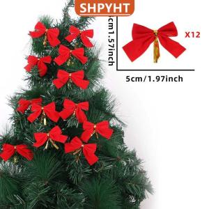 [COD] SHPYHT SPORTS 12PCS Valentines Day Red Bows For Wreath Rustic Bows For Winter Red Bow Christmas Gilt Edged Tree Bows For Wedding Decor