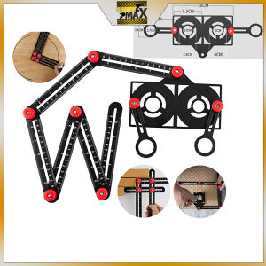 Aluminum Alloy 6 Fold Adjustable with Locate Head Angle Finder Angle Measuring Ruler Carpenter Tools Folding Ruler Tile Hole Locator