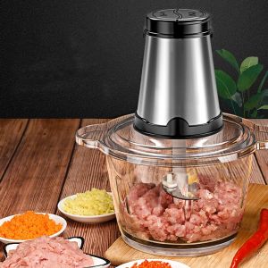【Hot sale】 New Meat Grinder 2L Kitchen mincer Stainless Steel Electric Meat Grinder 500W  Adjustment Free 2*4-Blade Knife Multifunction Blender Food Processor Food Grinder Vegetable Chopper Slicer Machine Meat Complementary Food