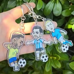 [COD] Original 2026-Canada-Mexico Cup Football Star Rotatable Keychain Cristiano Ronaldo Messi Neymar Pendant