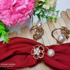 Ring hijab ulir bunga mutiara kekinian