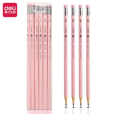 Deli HB Wooden Pencil with Eraser 10PCS/Pack Triangular Grip Pink/Blue School Pencil HC900-HB
