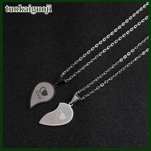 tuokaiguoji Cặp vợ chồng đồ trang sức dây chuyền trái tim vài Vòng cổ thép không gỉ khắc tình yêu Mặt dây chuyền vòng cổ Ngày Valentine